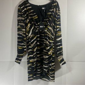 DKNY Junior size 8. Black green white print dress